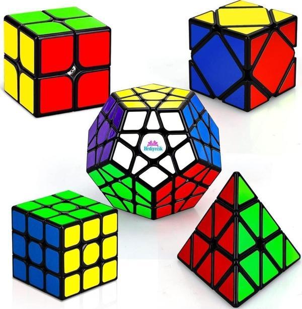 PeriYedi Zeka Küpü Seti 2X2,3X3,Pyramid,Skewb,Megaminx Speed Cube Set 5 Parça - Image 1