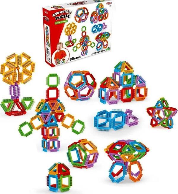 Shem Geometrik Puzzle 96 Parça Egitiçi Cocuk Gelişim Seti Oyuncak Oyun - Image 1