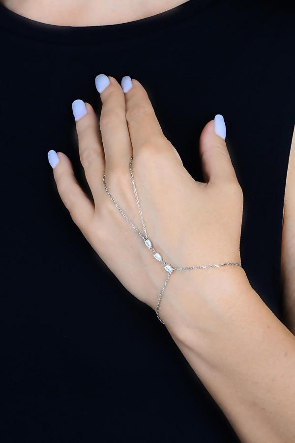 Gümüş rodyumlu damla kesim zirkon taşlı şahmeran [barcode] - Image 1