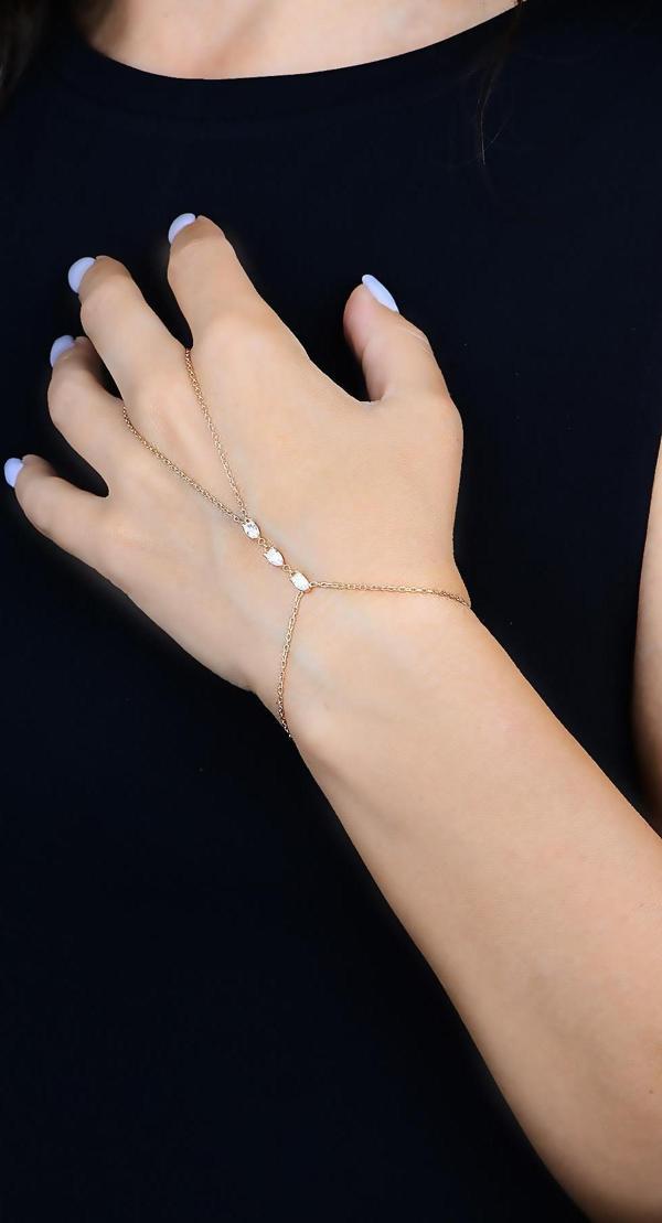 Gümüş rose damla kesim zirkon taşlı şahmeran [barcode] - Image 1