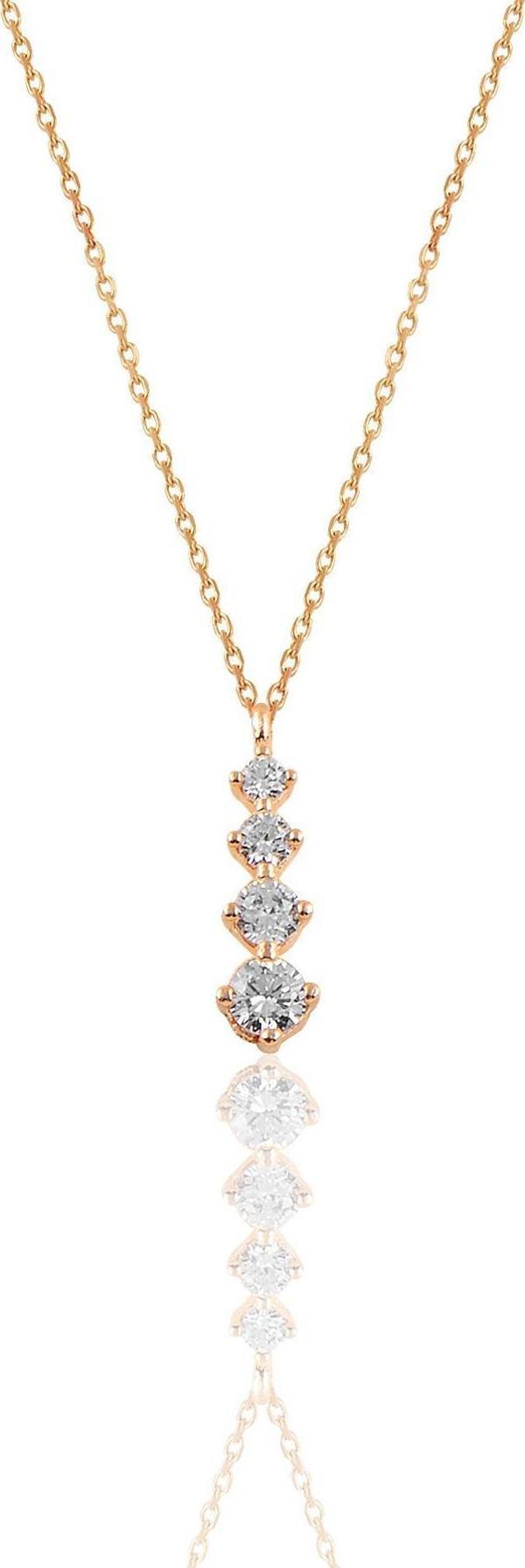 Gümüş rose  zirkon taşlı pırlanta modeli pırıltı kolye [barcode] - Image 1