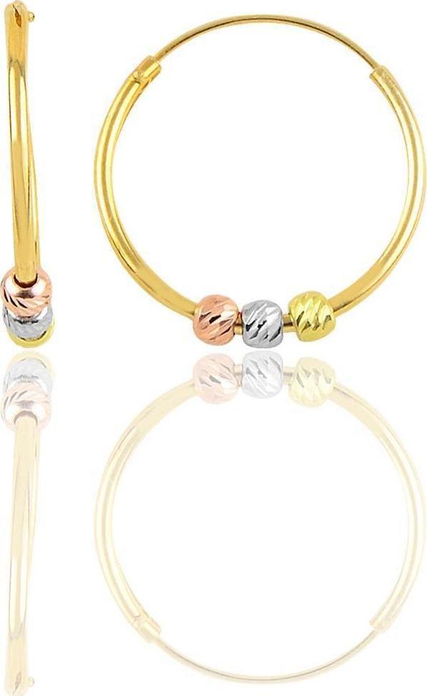 Gümüş altın yaldızlı 18 mm renkli doricalı halka küpe [barcode] - Image 1