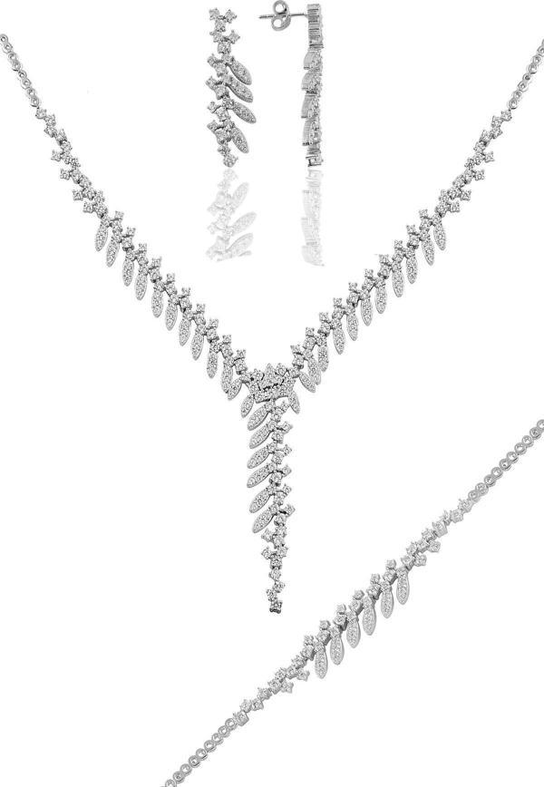 Gümüş rodyumlu pırlanta modeli  sultan  gümüş takım. [barcode] - Image 1