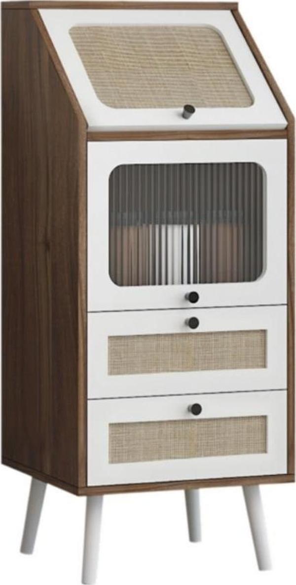 Panalı Rattan 2 Çekmeceli 1 Kapaklı Ekmeklikli Dolap BM1175  - Image 1