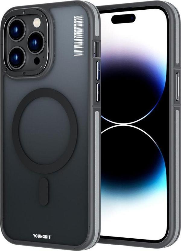 Youngkit İphone 14 Pro Max Uyumlu Kılıf Magsafe Şarj Özellikli Rock Sand Serisi Kapak - Image 1