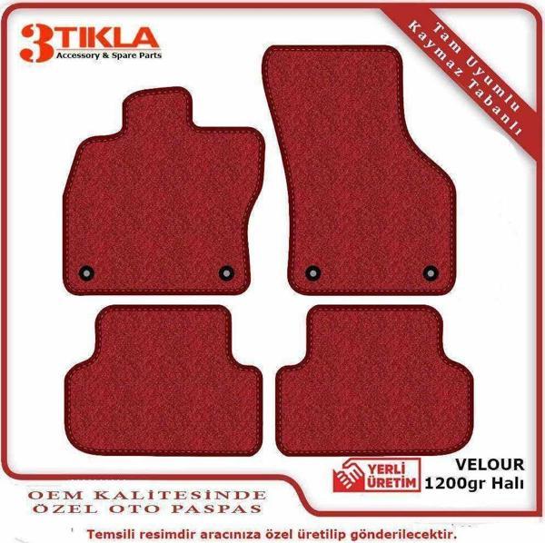 BMW 5 Serisi E60 2004-2010 Lüks Halı Paspas Seti Kırmızı - Image 1