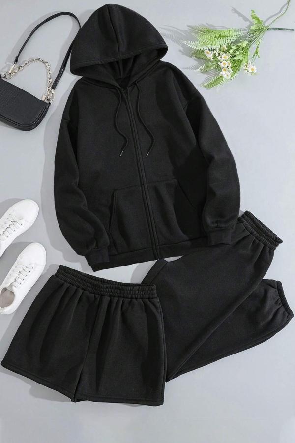 Unisex 3'lu Sweat Short Eşofman Altı Takım - Image 1
