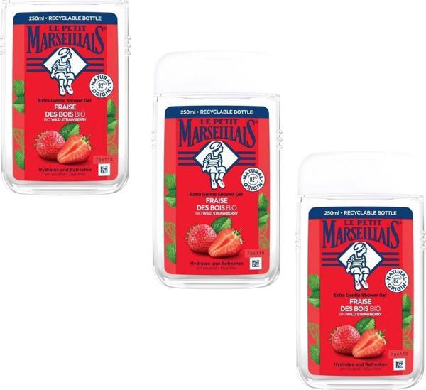 Le Petit Marseillais Akdeniz Çileği Duş Jeli 250 ml 3 ADET - Image 1