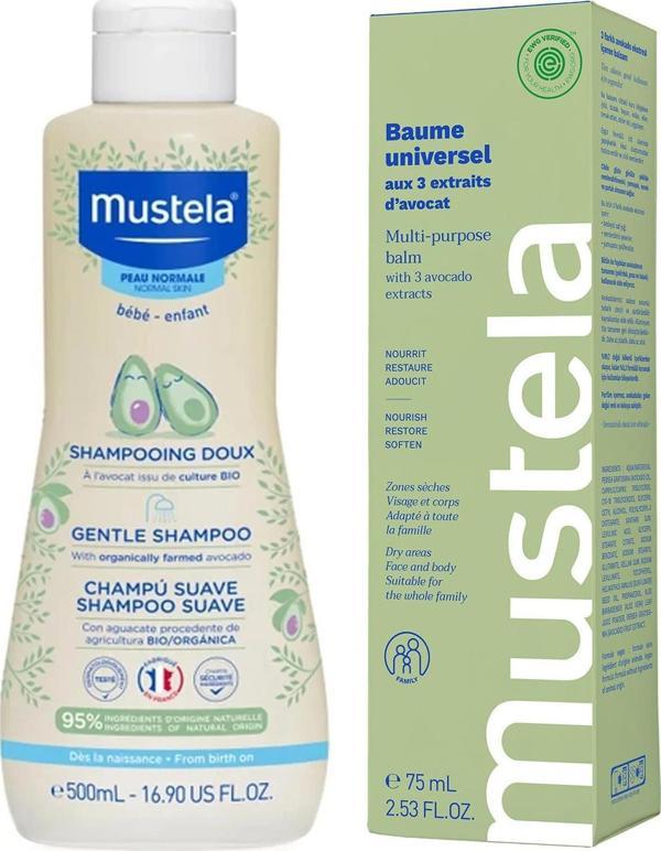 Mustela Gentle Shampoo Papatya Özlü Bebek Şampuanı 500 ml + 3 Etkili Avokado Balsam 75 ml - Image 1