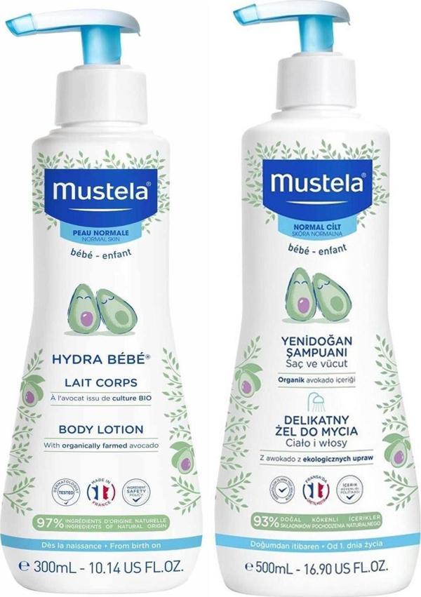 Mustela Yenidoğan Saç Ve Vücut Şampuanı 500 ml + Mustela Hydra Bebe Vücut Losyonu 300 ml - Image 1