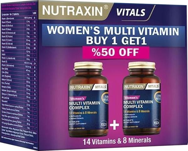 Nutraxin Women's Multi Vitamin Complex 60 Tablet - İkincisi %50 İndirimli - Image 1