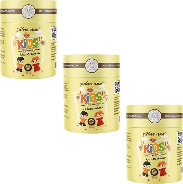 Zühre Ana Kids Arı Sütü Pekmez Bal ve Vitamin Katkılı Kakaolu Macun 240 gr 3 ADET - Image 1