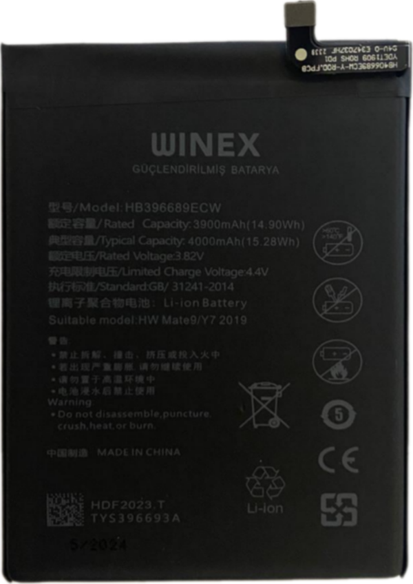 Winex Huawei Mate 9 / Y7 2019 Modelleri ile Uyumlu Güçlendirilmiş Premium Batarya - Image 1