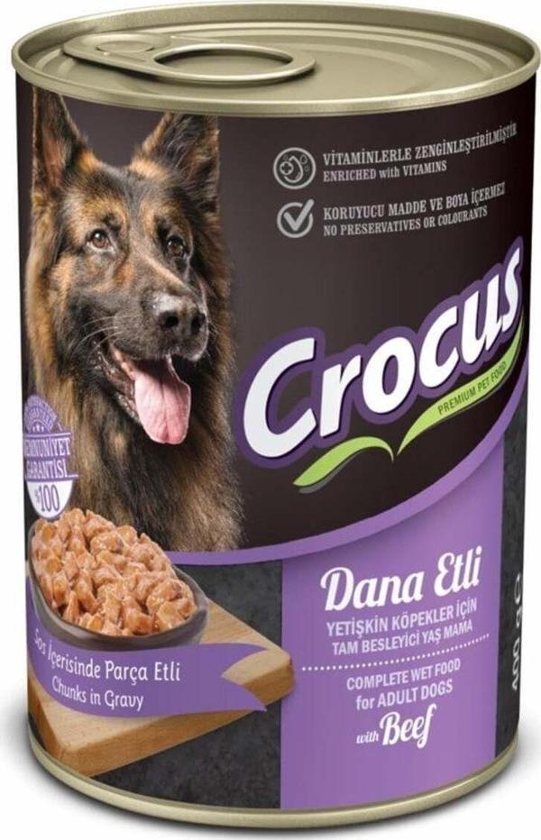 Crocus Yetişkin Köpek Dana Etli Yaş Mama 400G X 12 Adet - Image 1