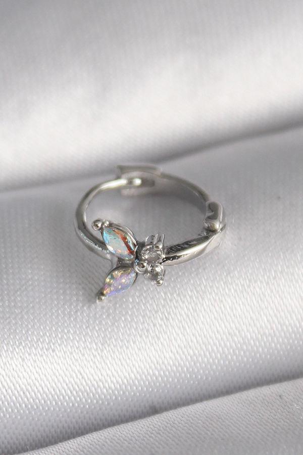 316L Çelik Gümüş Renk Zirkon Taşlı Kelebek Model Tragus Piercing - TJ-PR1327 - Image 1