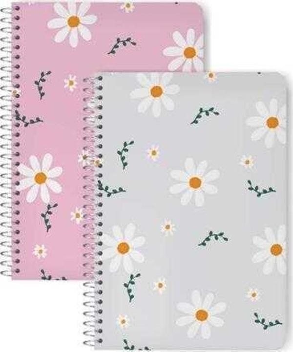 Elma Papatya Serisi Spiralli Not Defteri 17X24Cm 120 Yaprak Çizgisiz Mbh01-yhv (Karışık Renk 1 Adet) - Image 1