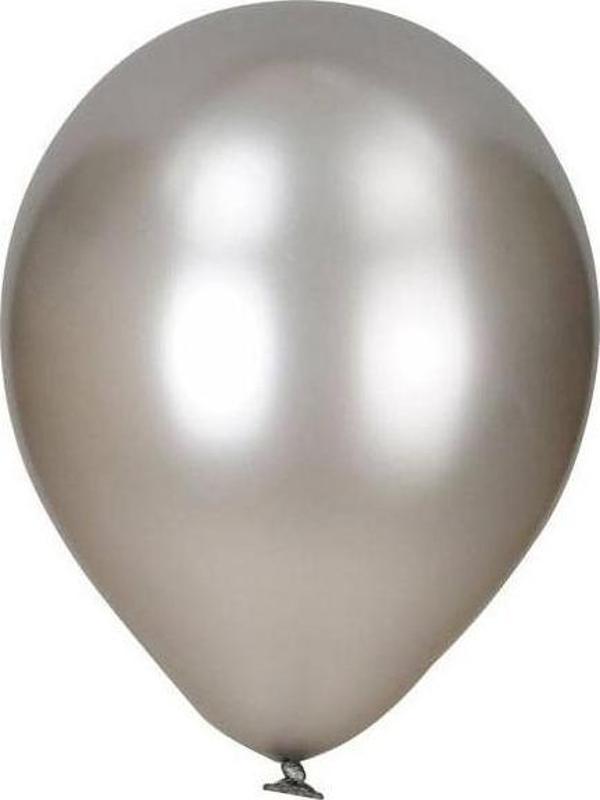 Balonevi 10" Baskı Balonu Metalik Gümüş (100 Lü Paket) - Image 1