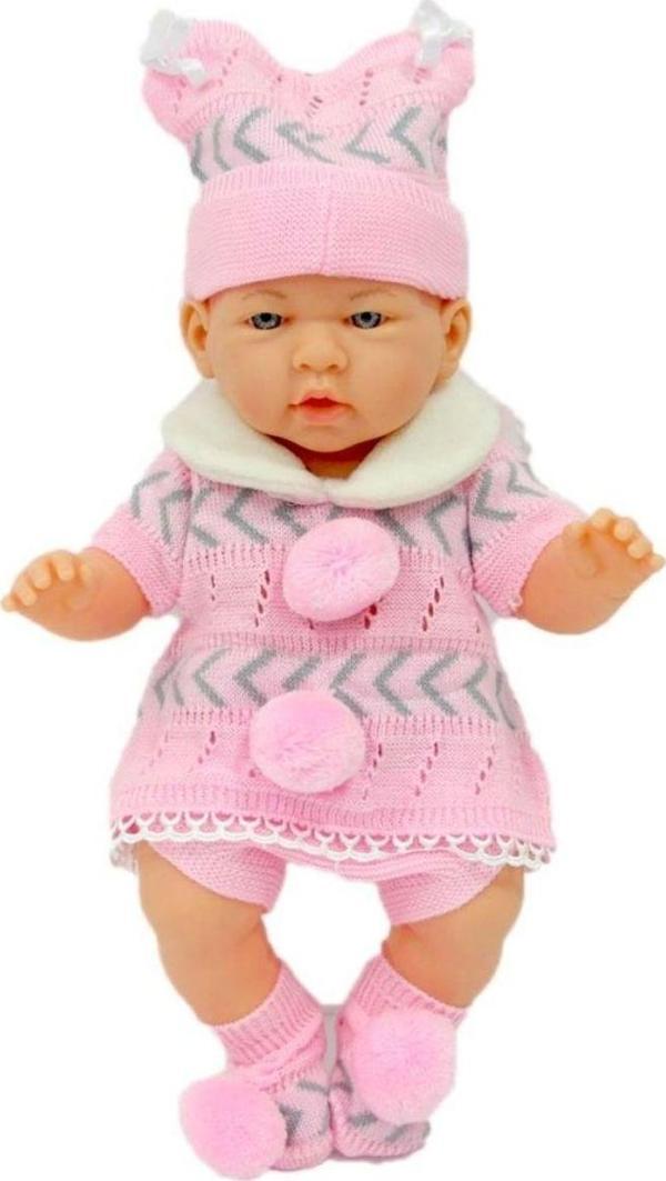 Galtoys Oyuncak Azra Bebek Newborn Pembe-Gri Triko Elbiseli GLT1127-A - Image 1