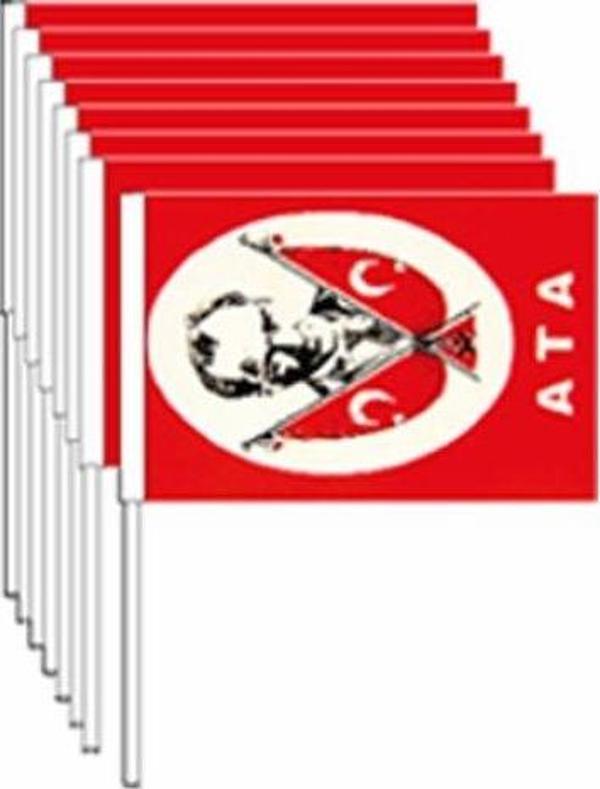 Vatan Kağıt Bayrak Sopalı Atalı Büyük 40 Lı VT804 (1 Paket 40 Adet) - Image 1
