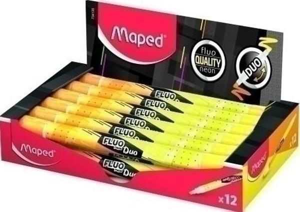 Maped Çift Uçlu Fosforlu Kalem (İşaret Kalemi) Fluo Duo Sarı-Turuncu 734135 (12 Li Paket) - Image 1