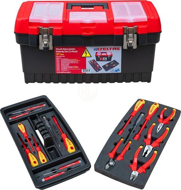 İzeltaş 8440001023 19" Elektrikçi 23 Parça Dolu Plastik Takım Çantası  - Image 1