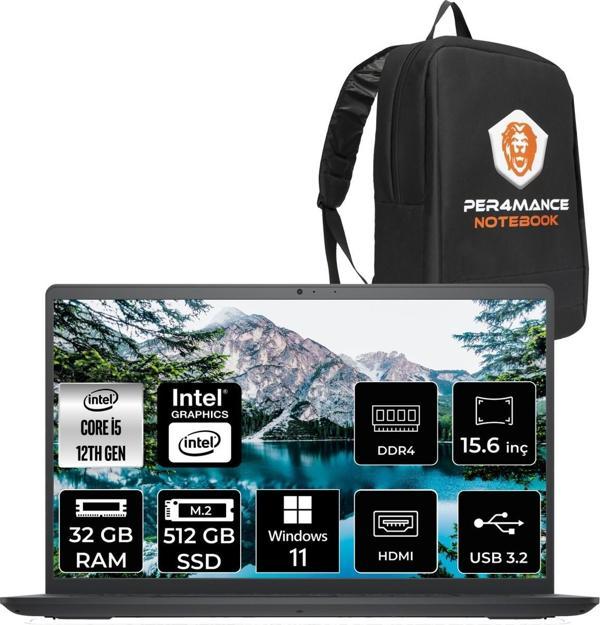 Inspiron 15 3520 Intel Core I5 1235U 32GB 512GB SSD 15.6'' Fhd W11H Taşınabilir Bilgisayar+Çanta  - Image 1