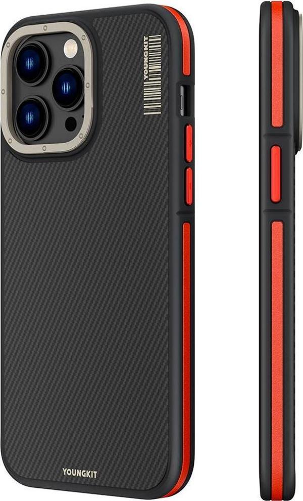 YoungKit iPhone 14 Pro Max Uyumlu Kılıf Magsafe Şarj Özellikli 600D Kevlar Kapak - Image 1