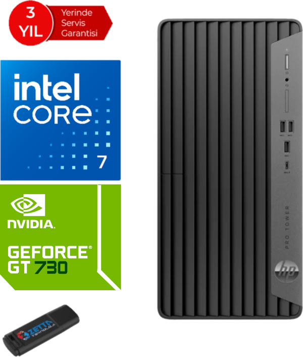 Hp 400 Pro G9 Intel Core I7-13700 16GB 2tb SSD Freedos 4GB/GT730 Masaüstü Bilgisayar NV6U4T6EAF09+ZETTAUSBBELLEK - Image 1