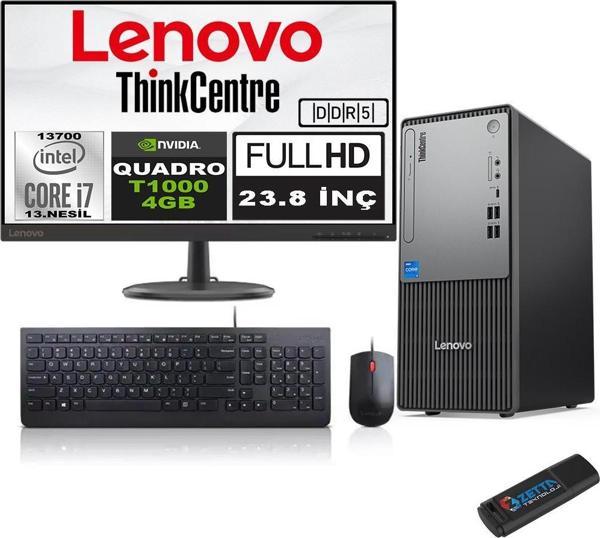Lenovo Thinkcentre Neo 50T Gen5 Intel Core I7 13700 64GB Ddr5 2tb SSD 23.8 Inç Monitör Windows 11 Home Quadro T1000 10002412UB000LTRH24+ZETTA Flash Bellek - Image 1