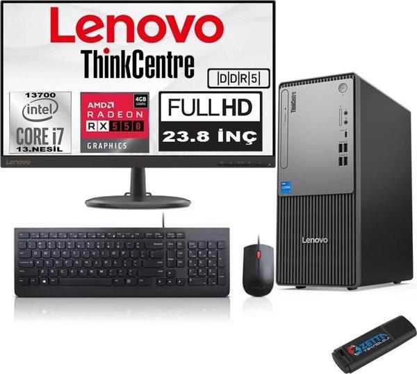 Lenovo Thinkcentre Neo 50T Gen5 Intel Core I7 13700 64GB Ddr5 4tb SSD 23.8 Inç Monitör Windows 11 Home Radeon RX550 5502412UB000LTRH25+ZETTA Flash Bellek - Image 1