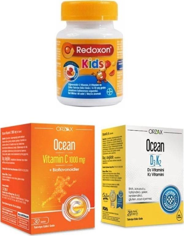 Redoxon Çocuklar Için C,D Ve Çinko Desteği 60 Çiğneme T.+ C Vitamini 30 T.+ D3 K2 Vitamin Damla 20 Ml - Image 1