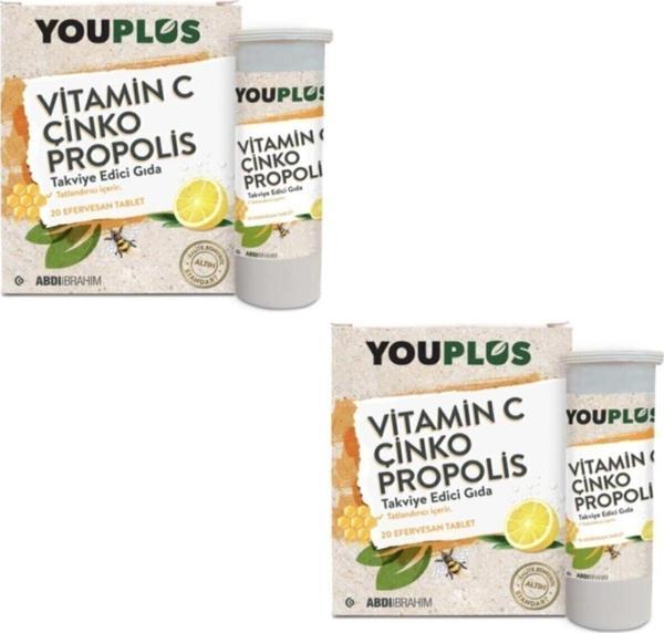 Youplus Vitamin C, Çinko, Propolis Efervesan Tablet Takviye Edici Gıda 2 Adet - Image 1