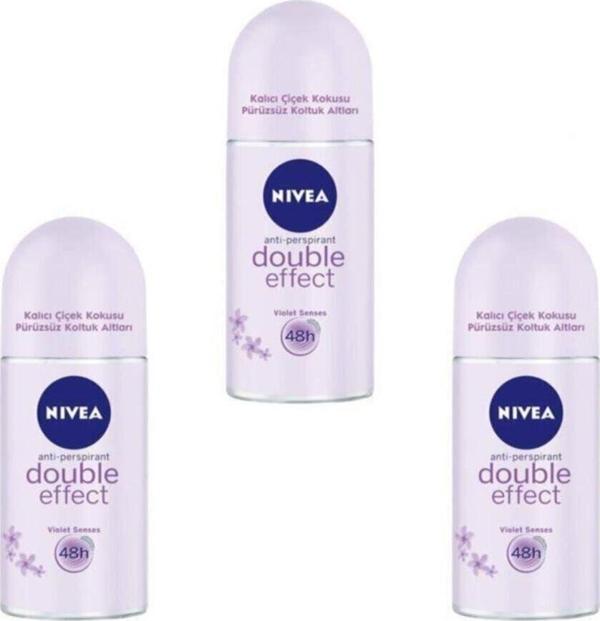Nivea Deo Roll-On Kadın Deodorant Double Effect 50 Ml 3 Adet - Image 1