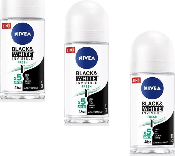 Nivea Invisible Black White Fresh Kadın Roll-On 50 Ml 3 Adet - Image 1