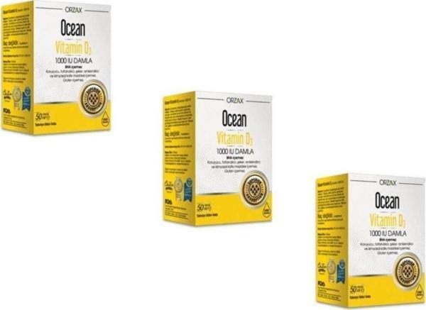 Ocean Vitamin D3 1000 Iu Damla 50 Ml 3 Kutu - Image 1
