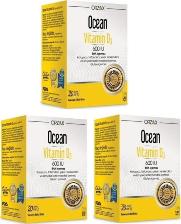 Ocean Vitamin D3 600 Iu 20 ml Sprey 3 Kutu - Image 1
