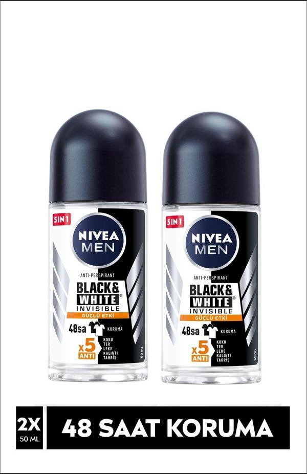 Nivea Invısıble Black&Whıte Power Roll On Deodorant 50Ml Erkek 2'Li Avantaj Paketi - Image 1