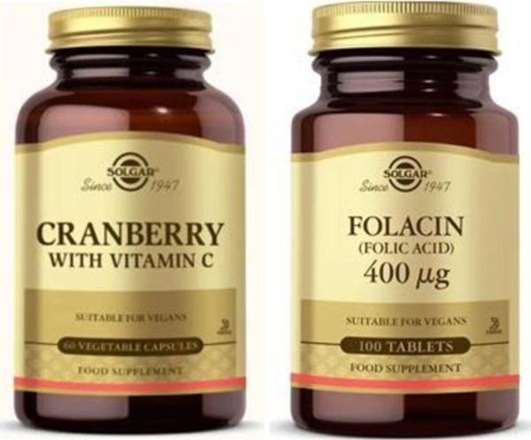 Solgar Cranberry Extract With Vitamin C 60 Kapsül+ Folic Acid 400 Mcg 100 Tablet - Image 1