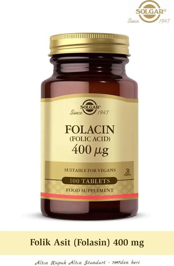 Solgar Folic Acid (Folacin) 400 Mcg 100 Tablet (Folik Asit ) - Image 1
