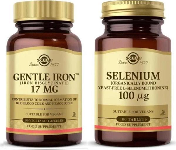 Solgar Gentle Iron 17 Mg 90 Kapsül Selenium 100 Tablet - Image 1