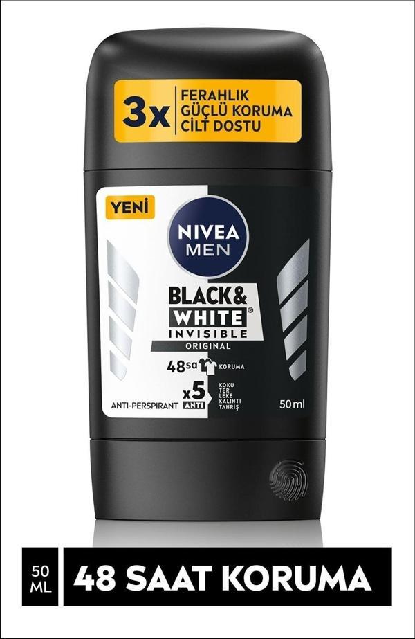 Nivea Men Erkek Black & White Invisible Orıgınal Lekesiz Stick 50 Ml X 2 Adet - Image 1