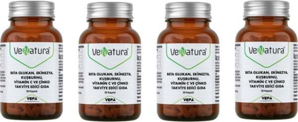 Venatura Beta Glukan, Ekinezya, Kuşburnu, Vitamin C Ve Çinko Içeren 30 Kapsül*4 Adet - Image 1