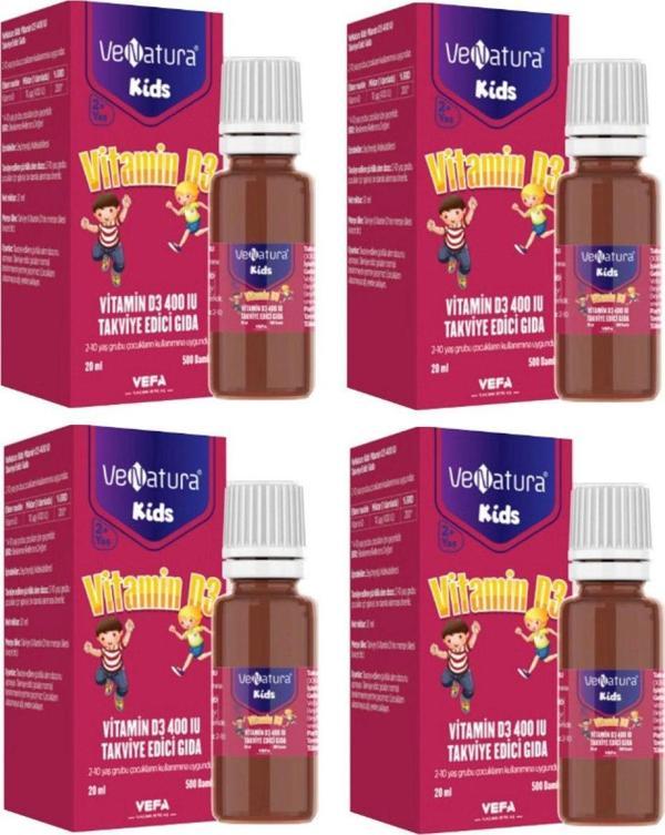 Venatura Çocuklar Için D3 Vitamini 400 Iu 20 Ml Damla X4 Adet - Image 1