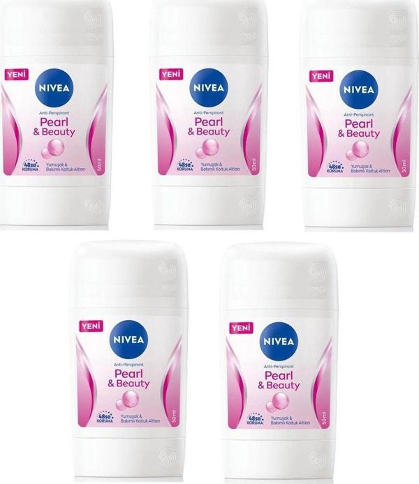 Nivea Stick Deodorant Pearl & Beauty 50 ml x 5 Adet - Image 1