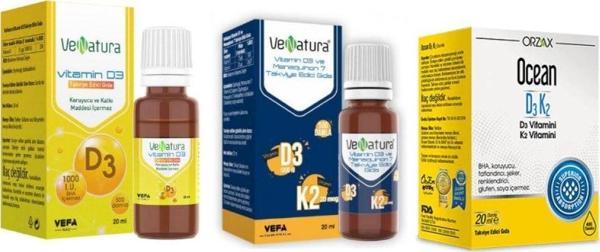 Venatura D3 Ve K2 Vitamini 20 Ml Damla + D3 Vitamini 1000 Iu 20 Ml Damla + D3 K2 Vitamini Damla 20 Ml - Image 1