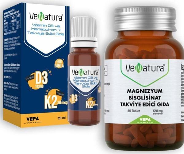 Venatura Magnezyum Bisglisinat 60 Tablet Ve D3 K2 Damla 20 Ml - Image 1