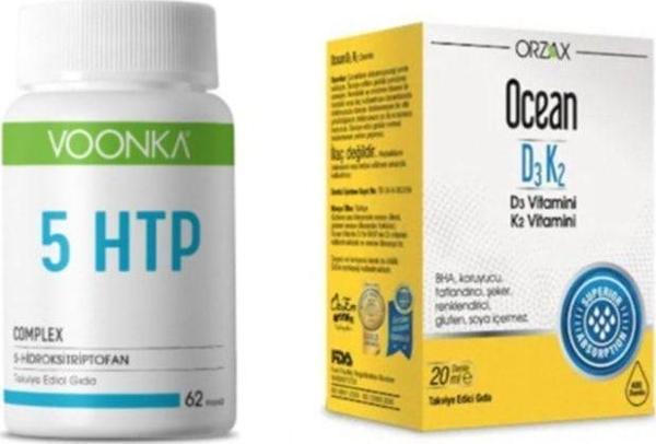 Voonka 5 Htp Complex Takviye Edici Gıda 62 Kapsül + D3 K2 Vitamini Damla 20 Ml - Image 1