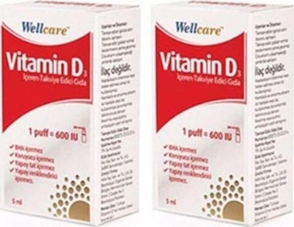 Wellcar 2 Adet Well.Care Vitamin D3 600 Iu 5 Ml Sprey - Image 1