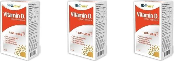 Wellcar 3 Adet Well.Care Vitamin D3 600 Iu 5 Ml Sprey E - Image 1