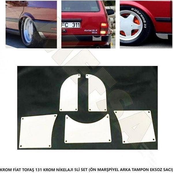 KROM FİAT TOFAŞ 131 KROM NİKELAJI 5Lİ SET DÜZ YAZISIZ (ÖN MARŞPİYEL ARKA TAMPON EKSOZ SACI) - Image 1
